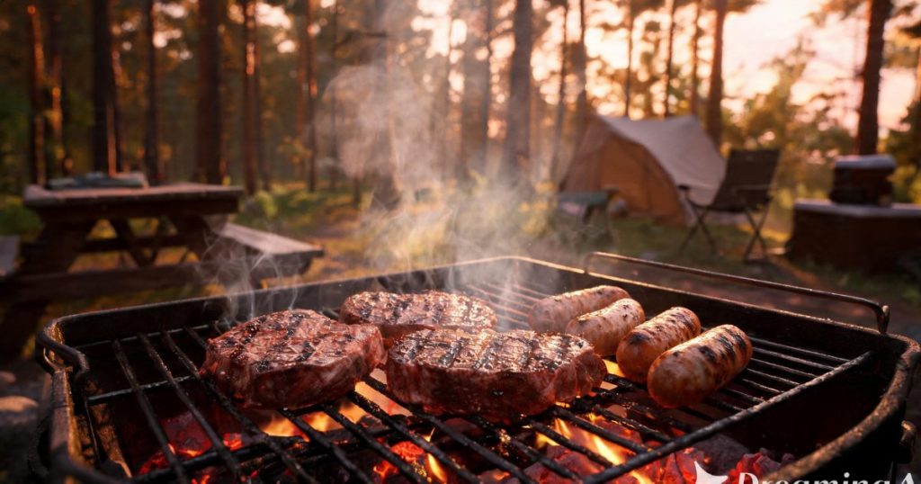 BBQで焼いて楽しむ豪快な肉料理のイメージ画像