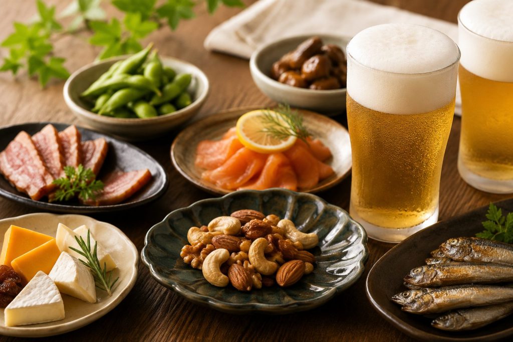 ビールに合うおつまみ５選。お酒との相性抜群のグルメが豊富に揃っているJTBショッピング。（画像はイメージです。）